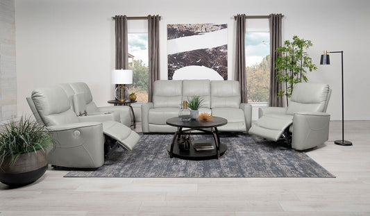 Unique Piece Furniture - Greenfield 3-piece Power Reclining Sofa Set Dove Grey