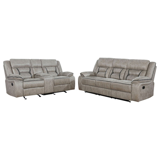Unique Piece Furniture - Greer 2-piece Upholstered Reclining Sofa Set Taupe