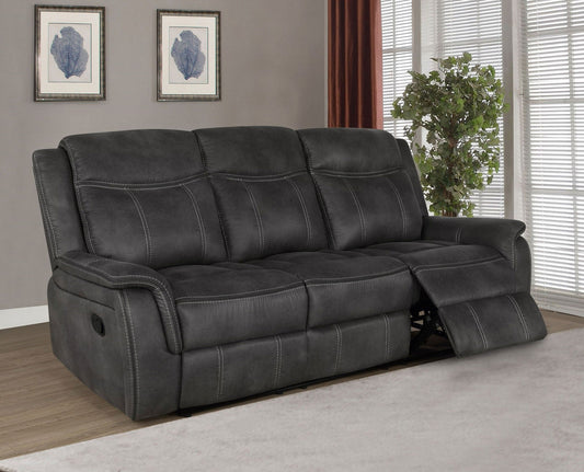Unique Piece Furniture - Lawrence Upholstered Padded Arm Reclining Sofa Charcoal