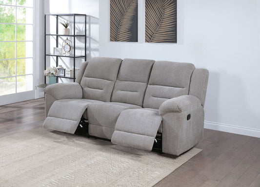 Unique Piece Furniture - Gilson Chenille Upholstered Reclining Sofa Grey