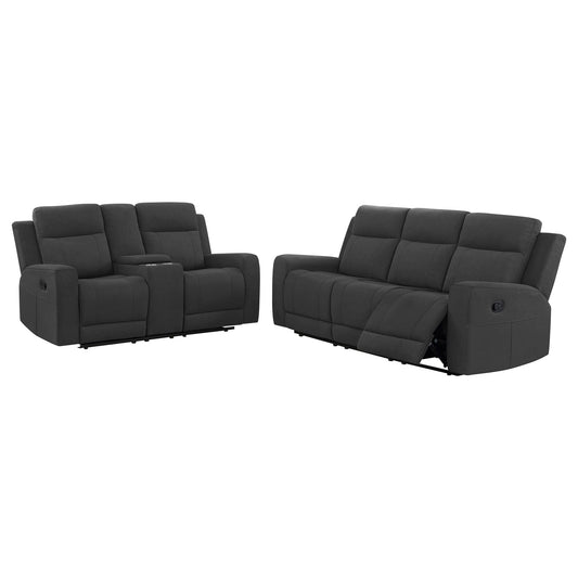 Unique Piece Furniture - Brentwood 2-piece Upholstered Reclining Sofa Set Charcoal