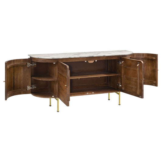 Unique Piece Furniture Ortega 4-door Marble Top Sideboard Buffet Cabinet Natural