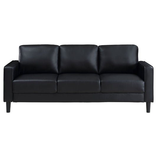 Unique Piece Furniture - Ruth 2-piece Upholstered Track Arm Sofa Set Black