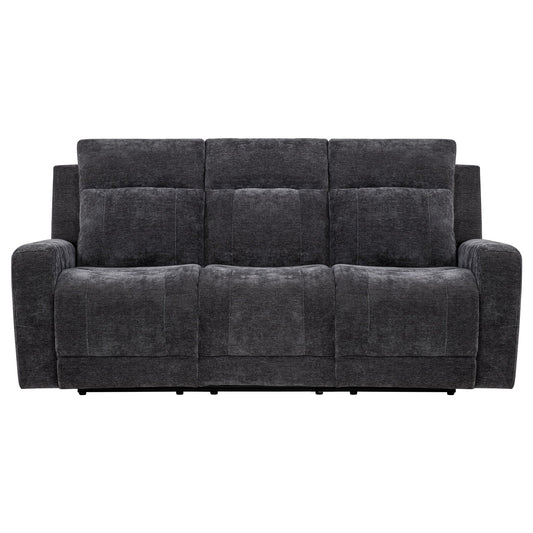 Unique Piece Furniture - Kennett Chenille Upholstered Power Reclining Sofa Dark Grey