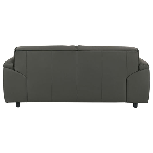 Unique Piece Furniture Buxton Top Grain Leather Upholstered Loveseat Graphite