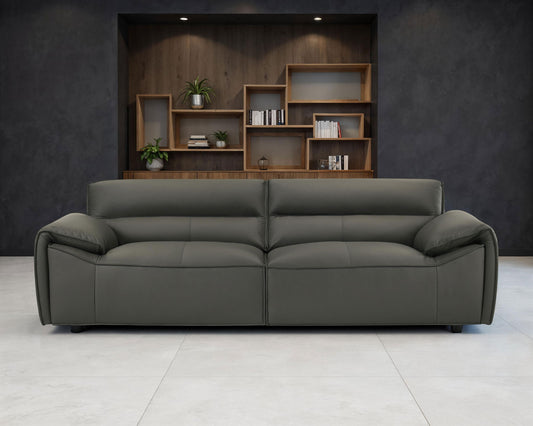 Unique Piece Furniture Buxton Top Grain Leather Upholstered Sofa Graphite