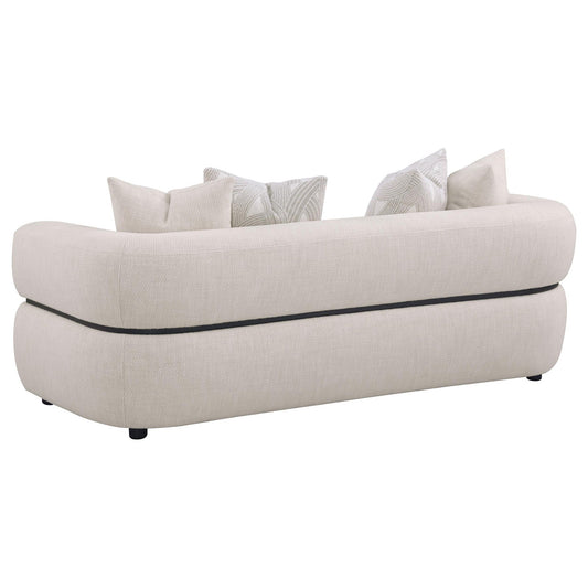 Unique Piece Furniture Jeanette 84-inch Fabric Upholstered Round Arm Sofa Beige