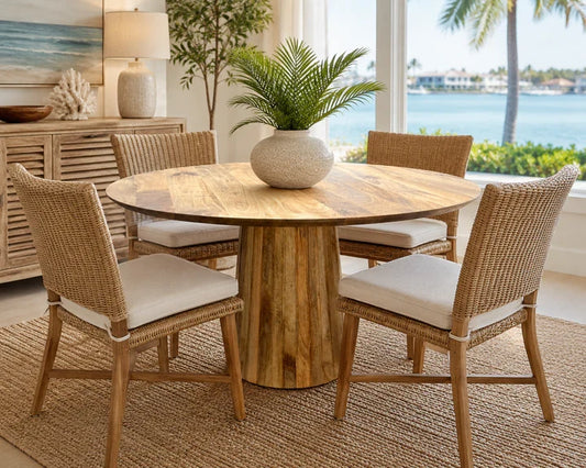 The Broward Design Center Mango Wood Dining Table (round)- 47 x 47 x 30 in