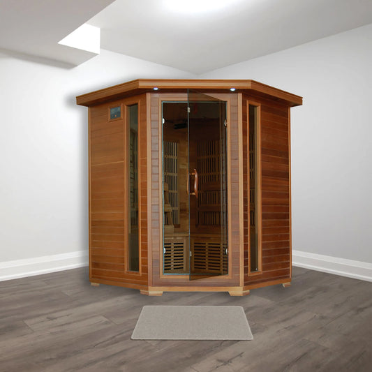 Four-person cedar sauna with glass front doors and side windows. Ten carbon heaters, interior control panel, 120v 20A power. - Build Your Man Cave - Whistler 4 Person Cedar Sauna - Default Title - SA1320