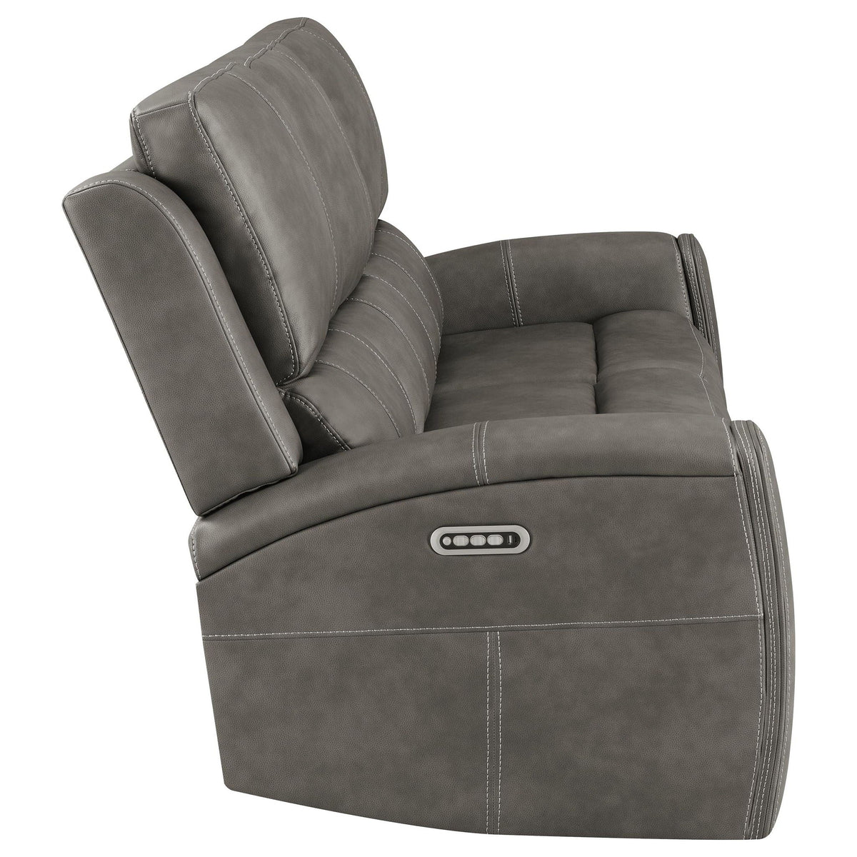 Unique Piece Furniture Brickston Triple Power Reclining Sofa Charcoal