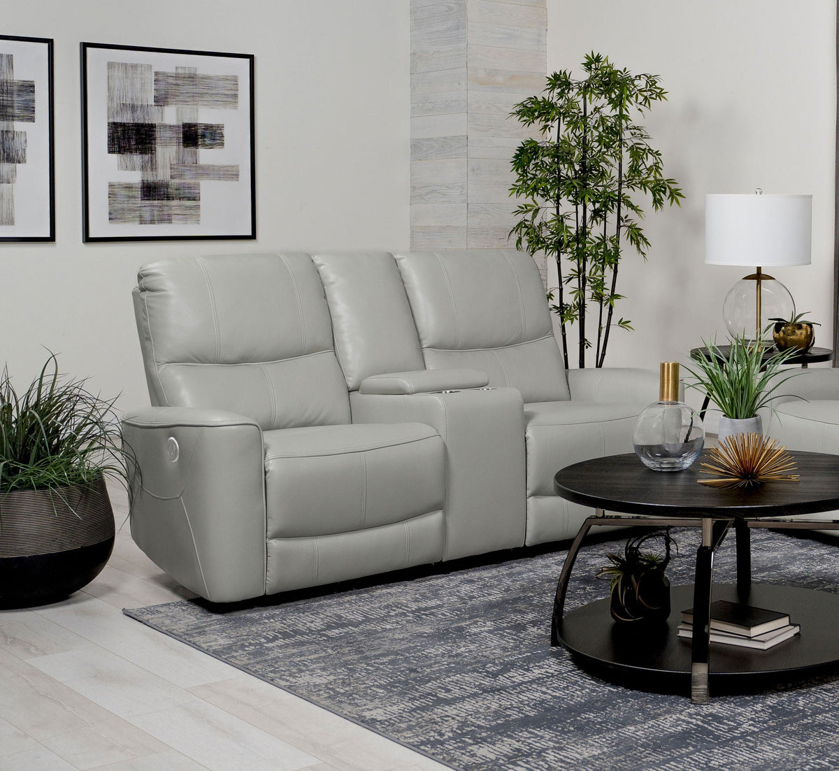 Unique Piece Furniture - Greenfield Upholstered Power Reclining Loveseat Dove Grey