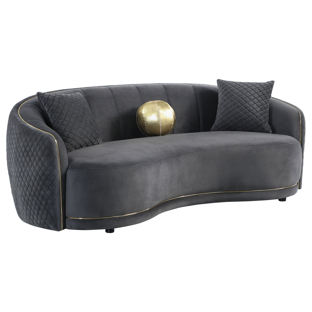 Unique Piece Furniture - Brookside 2-piece Velvet Upholstered Sofa Set Dark Grey