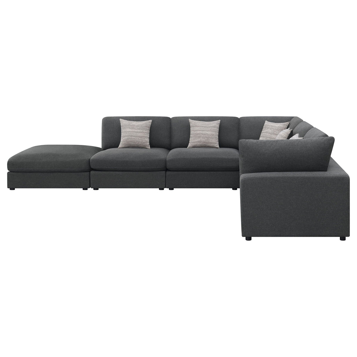 Unique Piece Furniture - Serene 6-piece Upholstered Modular Sectional Sofa Charcoal