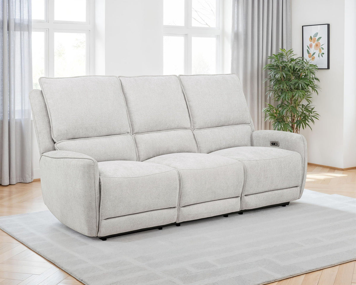Unique Piece Furniture - Sylmar Chenille Upholstered Power Reclining Sofa Dove Grey