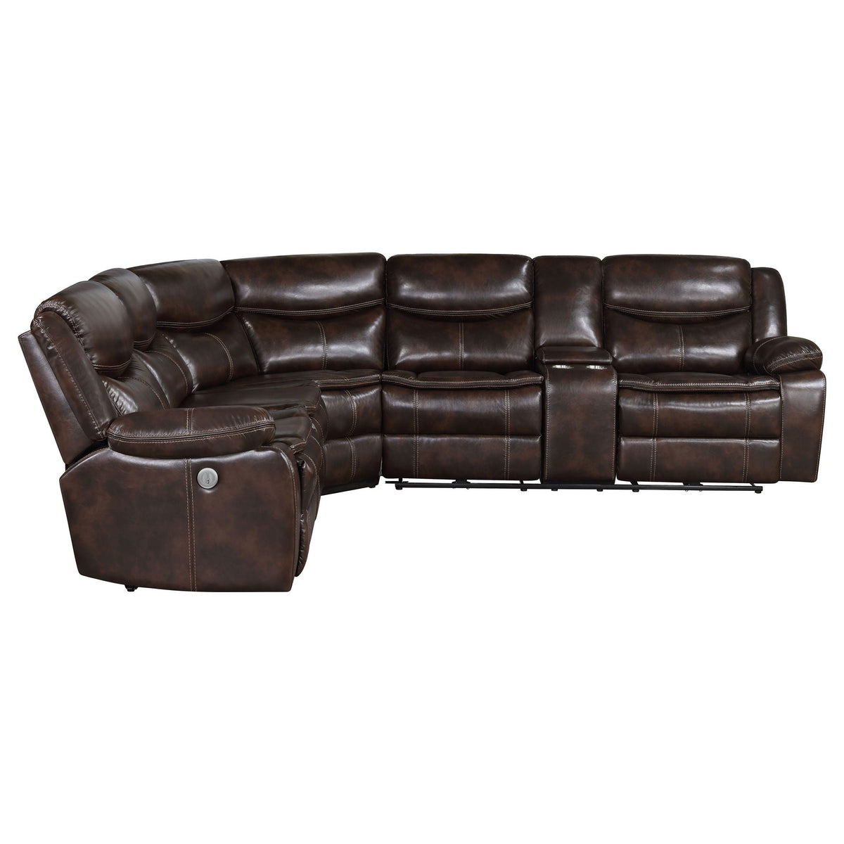 Unique Piece Furniture - Sycamore Upholstered Power Reclining Sectional Sofa Brown