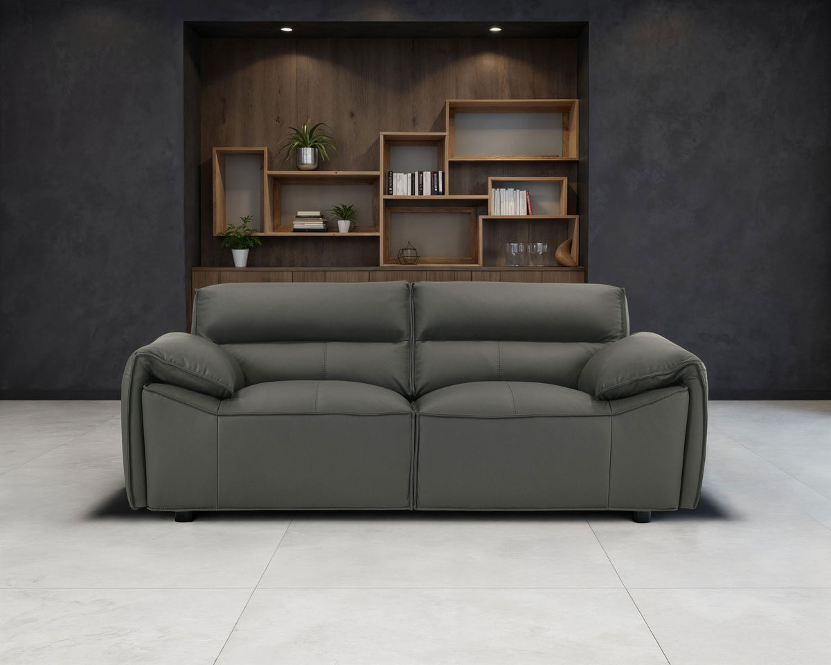 Unique Piece Furniture Buxton Top Grain Leather Upholstered Loveseat Graphite