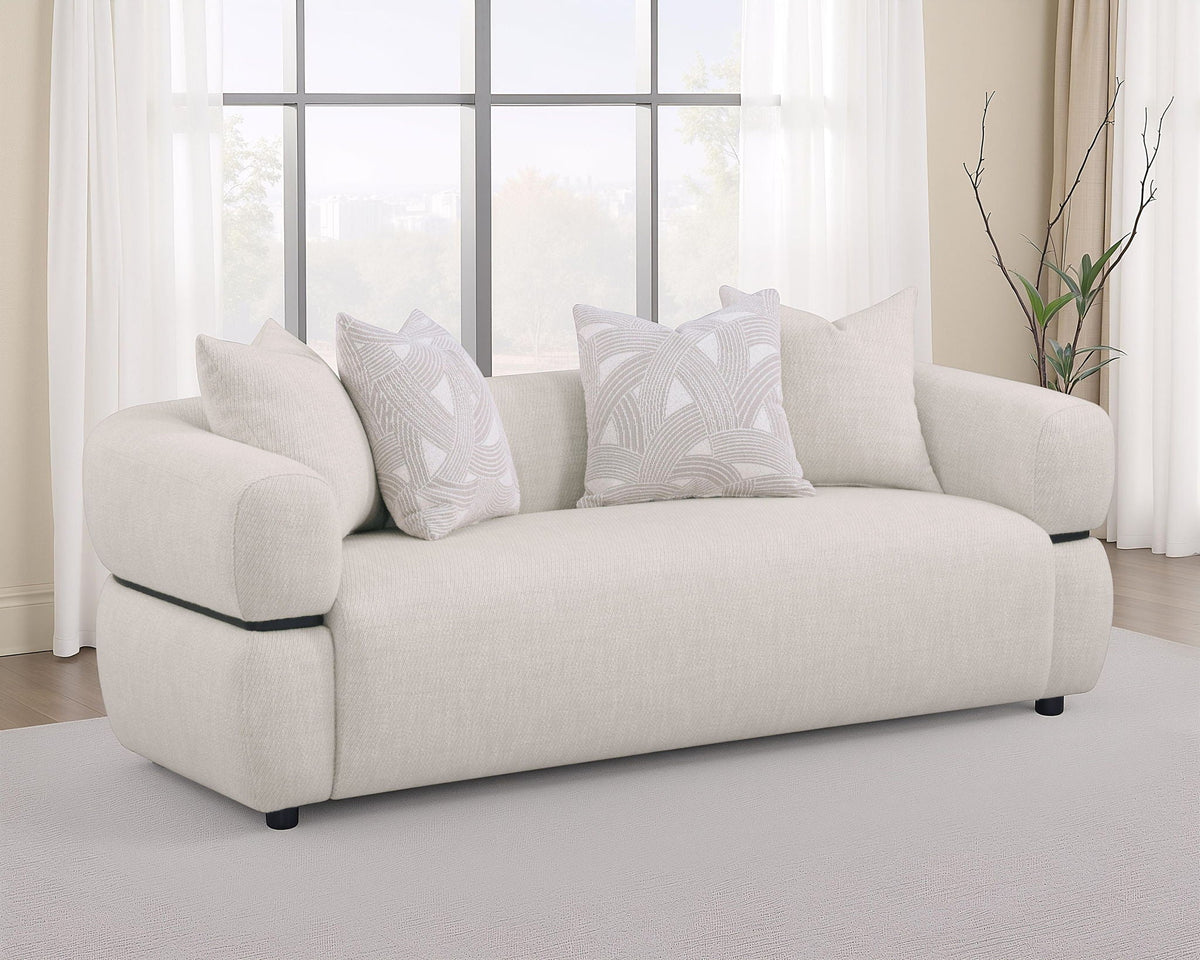 Unique Piece Furniture Jeanette 84-inch Fabric Upholstered Round Arm Sofa Beige