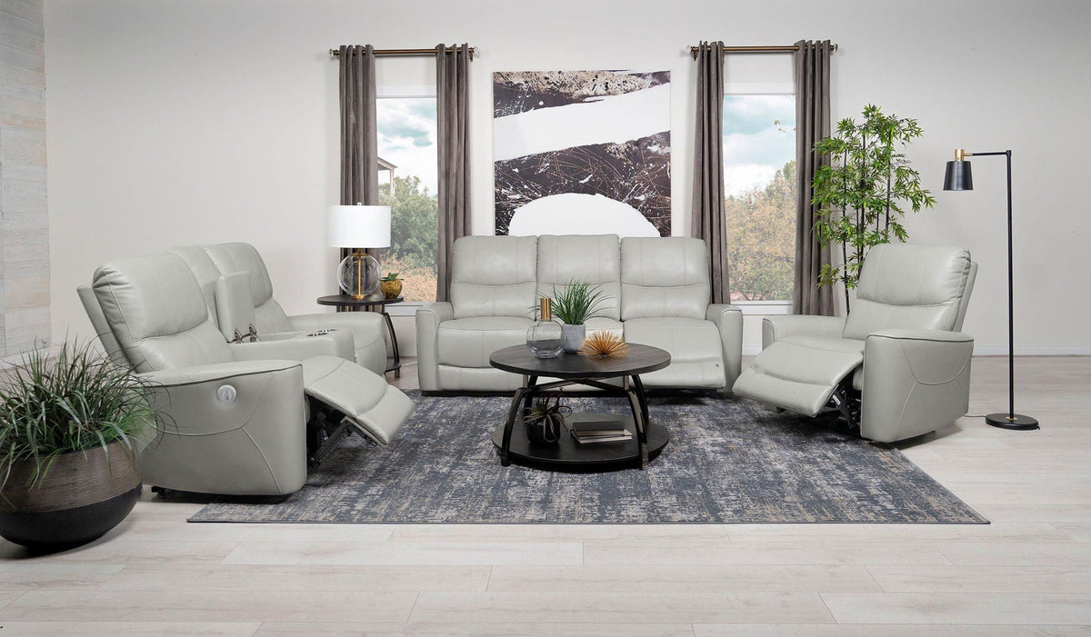 Unique Piece Furniture - Greenfield 3-piece Power Reclining Sofa Set Dove Grey