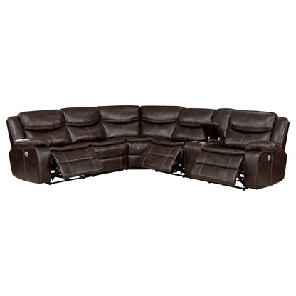 Unique Piece Furniture - Sycamore Upholstered Power Reclining Sectional Sofa Brown
