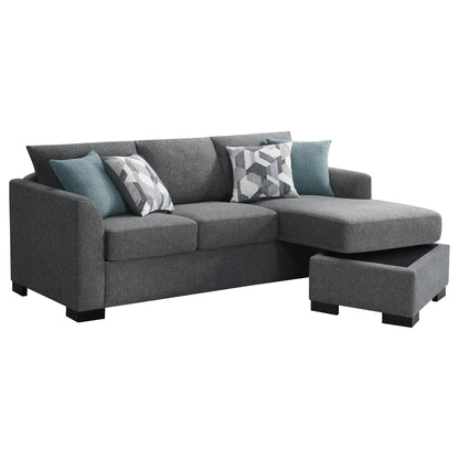 Unique Piece Furniture - Storey Upholstered Sleeper Sectional Chaise Sofa Grey