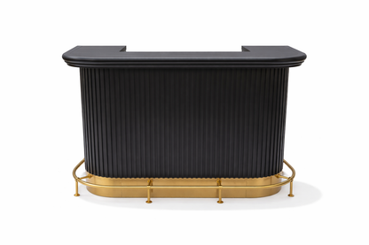 Prohibition Cocktail Bar in Black with brass kickplate and optional brass footrail. Beautiful '30s Art Deco style.