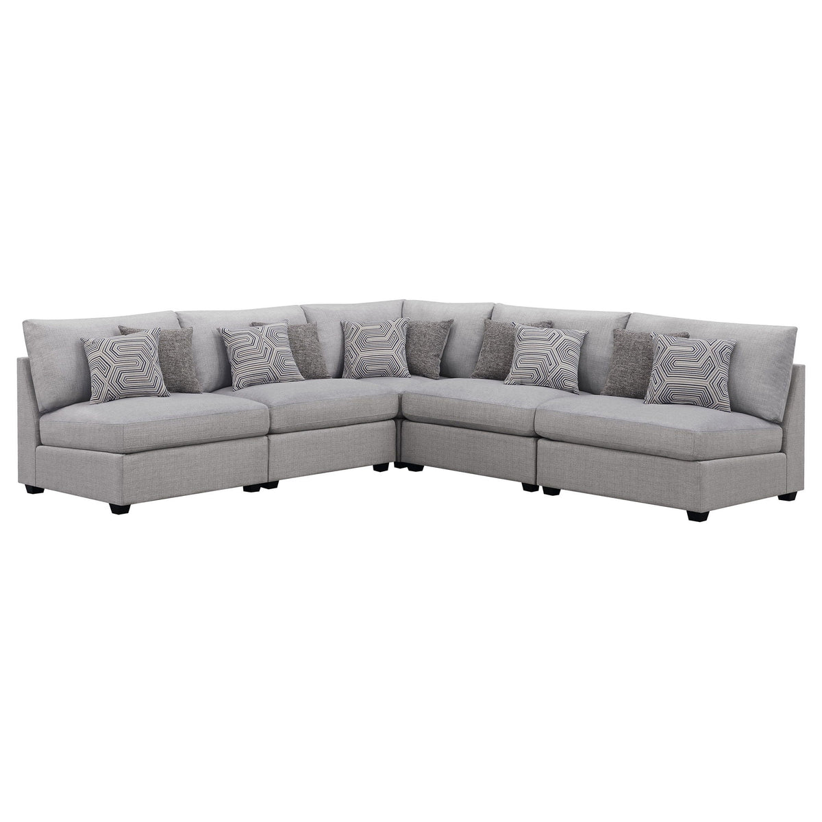 Unique Piece Furniture - Cambria 5-piece Upholstered Modular Sectional Sofa Grey