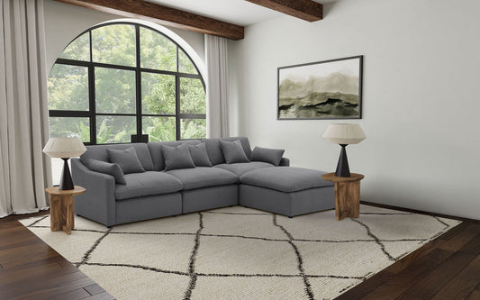 Unique Piece Furniture - Hobson 4-piece Upholstered Modular Sectional Sofa Charcoal