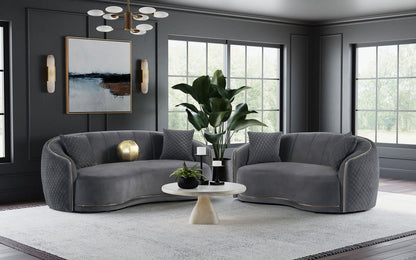Unique Piece Furniture - Brookside 2-piece Velvet Upholstered Sofa Set Dark Grey