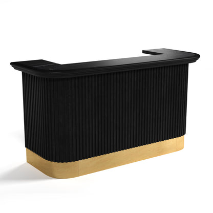 Prohibition 84" Cocktail Bar in Matte Walnut/Black kickplate or Matte Black/Brass kickplate. 1-Year Limited Warranty