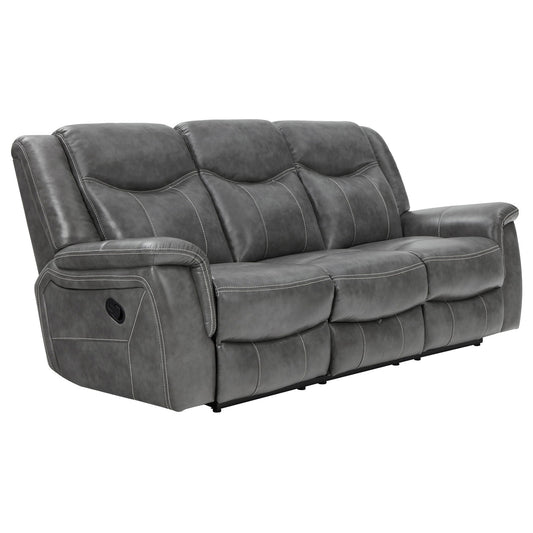 Unique Piece Furniture Conrad 3-piece Upholstered Padded Arm Motion Sofa Set Grey