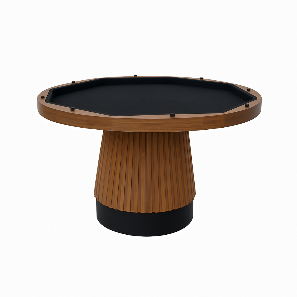 Prohibition poker table in walnut without a top.