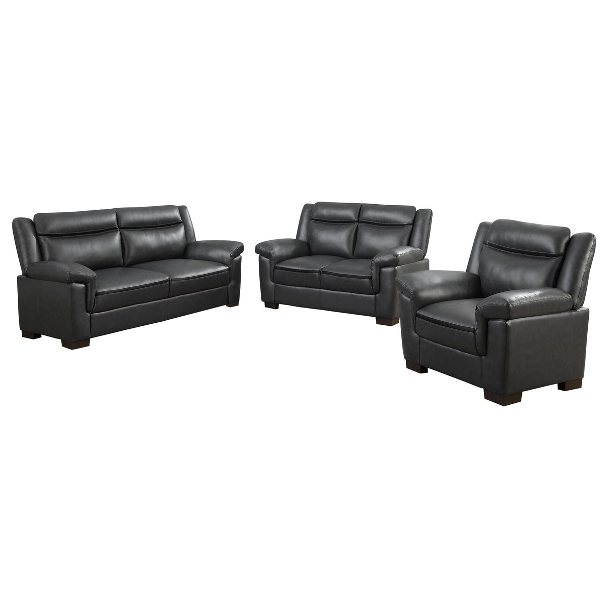 Unique Piece Furniture Arabella 3-piece Upholstered Padded Arm Sofa Set Grey
