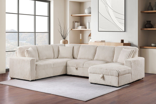Unique Piece Furniture - Devonshire Sleeper Sectional Sofa Storage Chaise Camel