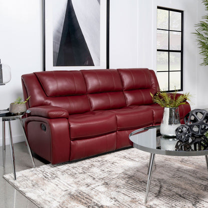 Unique Piece Furniture Camila Upholstered Motion Reclining Sofa Red