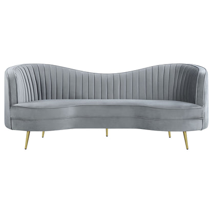 Unique Piece Furniture Sophia 2-piece Upholstered Channel Tufted Sofa Set Grey