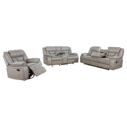 Unique Piece Furniture - Greer 3-piece Upholstered Reclining Sofa Set Taupe