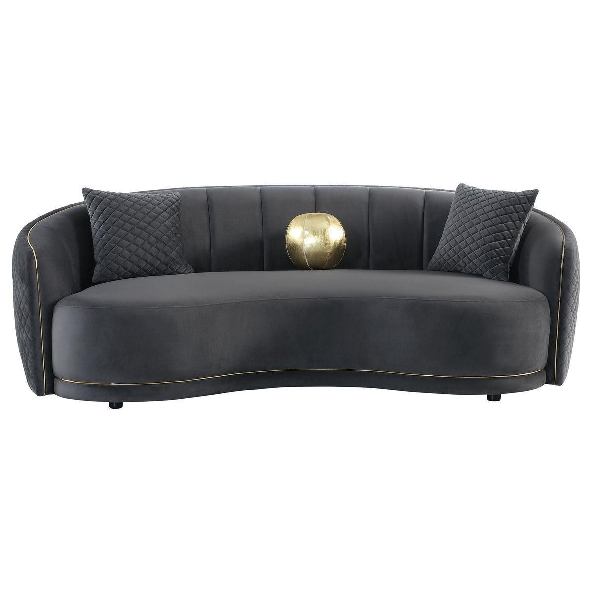 Unique Piece Furniture - Brookside 2-piece Velvet Upholstered Sofa Set Dark Grey