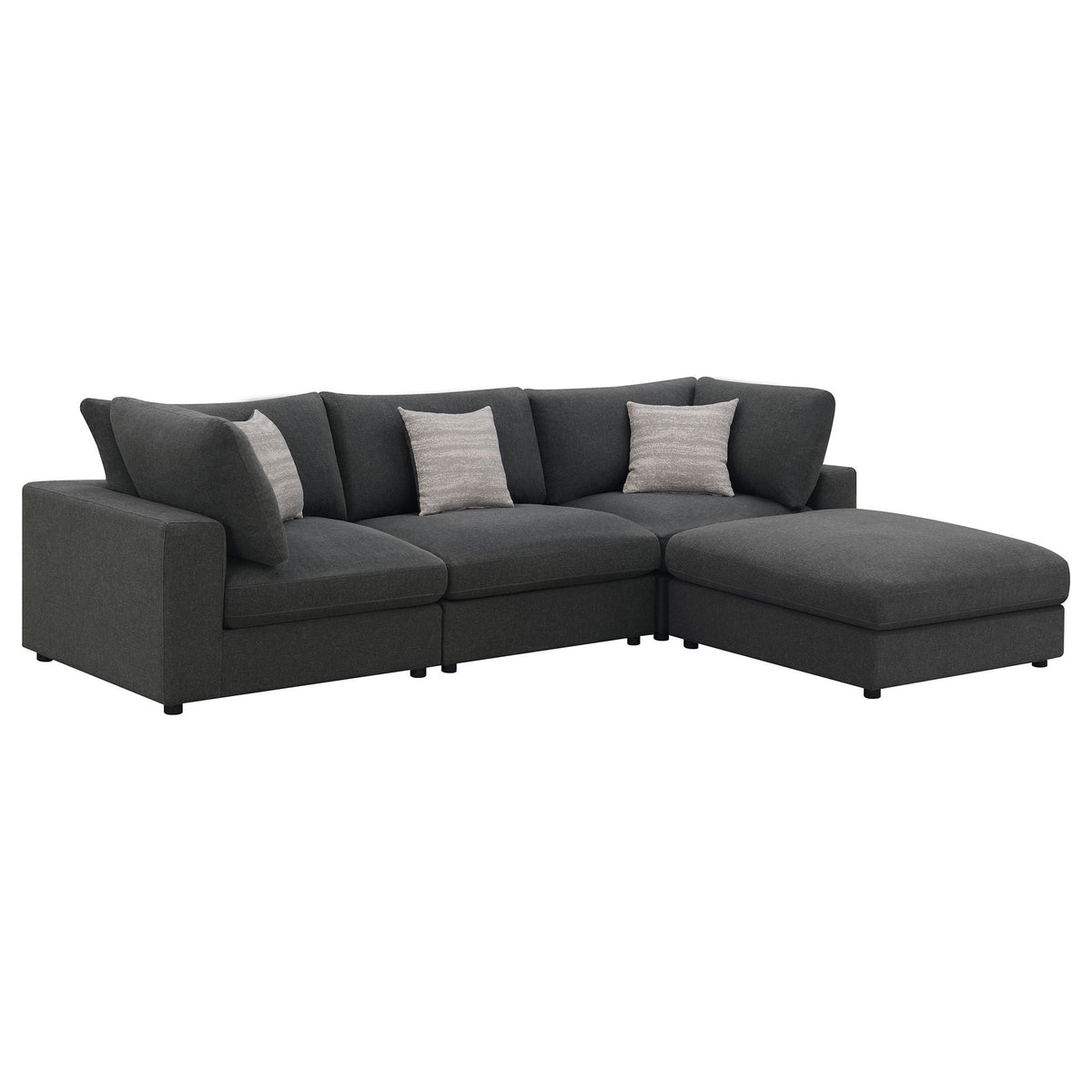 Unique Piece Furniture - Serene 4-piece Upholstered Modular Sectional Sofa Charcoal