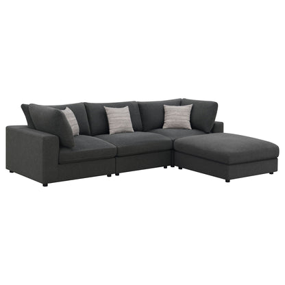 Unique Piece Furniture - Serene 4-piece Upholstered Modular Sectional Sofa Charcoal