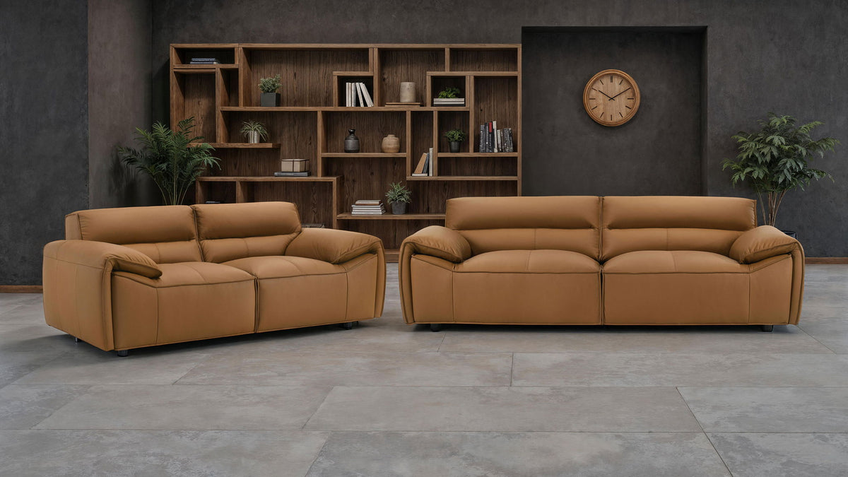 Unique Piece Furniture Buxton 2-piece Leather Upholstered Sofa Set Orange