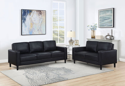 Unique Piece Furniture - Ruth 2-piece Upholstered Track Arm Sofa Set Black