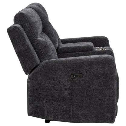 Unique Piece Furniture - Kennett Chenille Upholstered Power Reclining Loveseat Grey