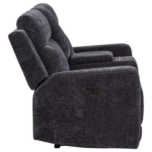 Unique Piece Furniture - Kennett Chenille Upholstered Power Reclining Loveseat Grey