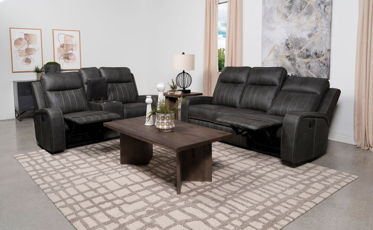 Unique Piece Furniture - Raelynn 2-piece Upholstered Reclining Sofa Set Grey
