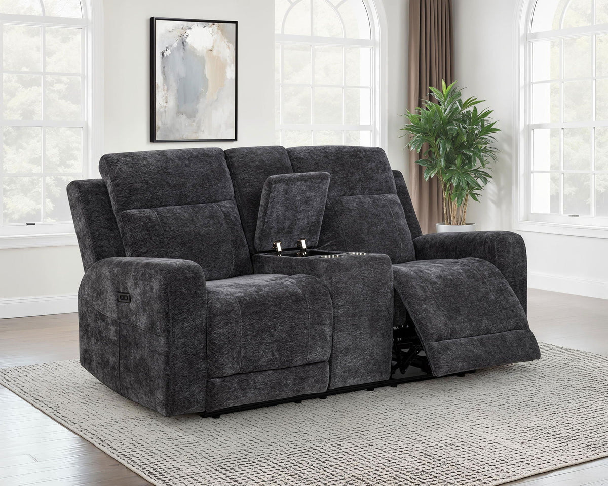 Unique Piece Furniture - Kennett Chenille Upholstered Power Reclining Loveseat Grey