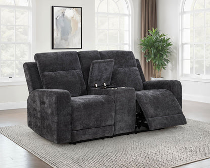 Unique Piece Furniture - Kennett Chenille Upholstered Power Reclining Loveseat Grey