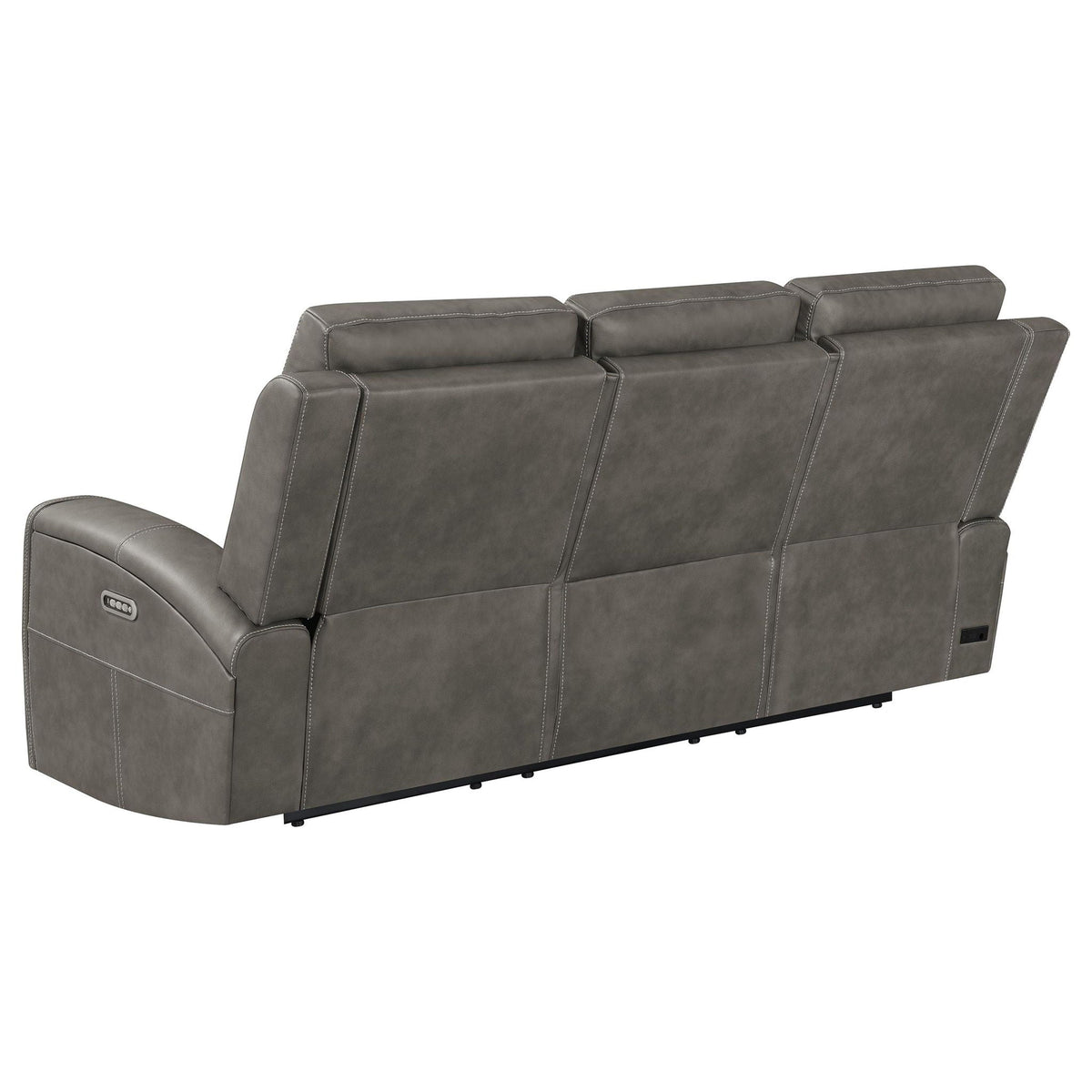 Unique Piece Furniture Brickston Triple Power Reclining Sofa Charcoal