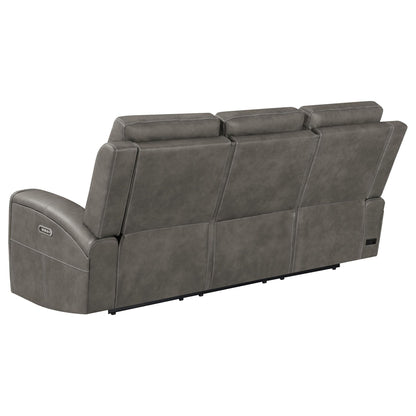 Unique Piece Furniture Brickston Triple Power Reclining Sofa Charcoal