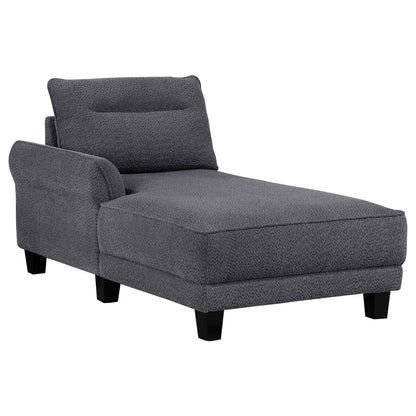 Unique Piece Furniture Caspian Upholstered Curved Arm Chaise Sectional Sofa Grey