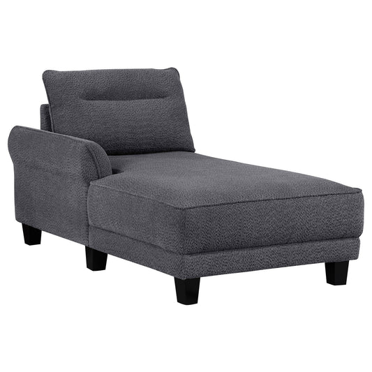 Unique Piece Furniture Caspian Upholstered Curved Arm Chaise Sectional Sofa Grey